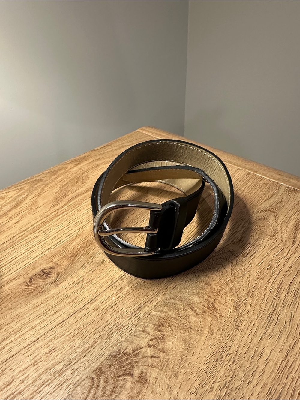 Target Black Leather Belt with Silver Buckle